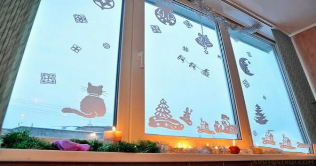 Рисунки на окнах к Новому году 2019 зубной пастой, гуашью, витражными красками: Что и как нарисовать на оконном стекле дома, в школе и детском саду (трафареты)