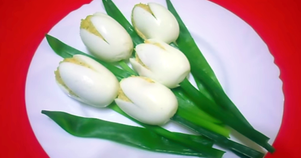 Эффектная ЗАКУСКА из яиц на ПРАЗДНИК - Белые Тюльпаны