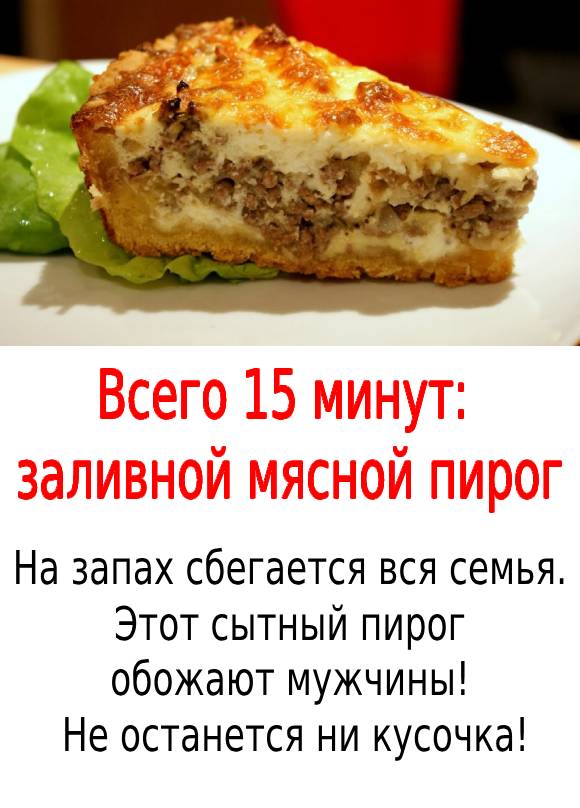 Вceгo 15 минyт: заливнoй мясной пирoг